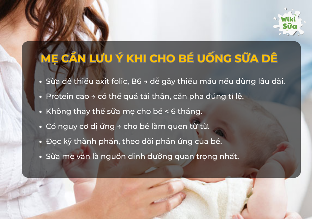 Mẹ cần lưu ý một số điều khi cho bé uống sữa dê