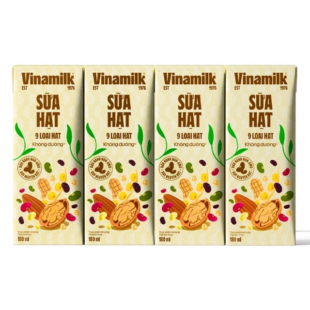 Lốc 4 hộp sữa hạt Vinamilk 9 loại hạt không đường