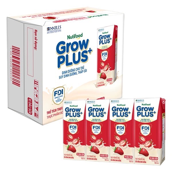 Sữa pha sẵn Nutifood GrowPLUS+ đỏ hương dâu