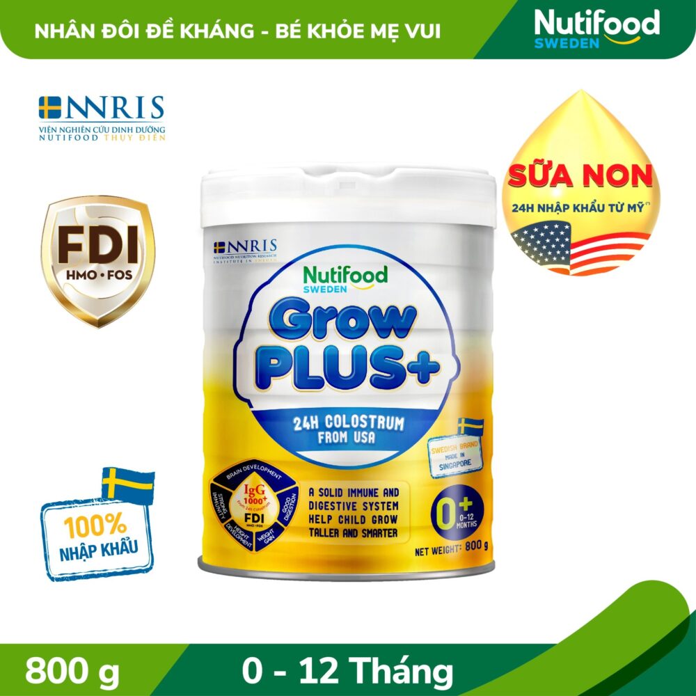 Sữa bột Nutifood GrowPLUS+ Sữa Non Vàng 800g (0-12 tháng)