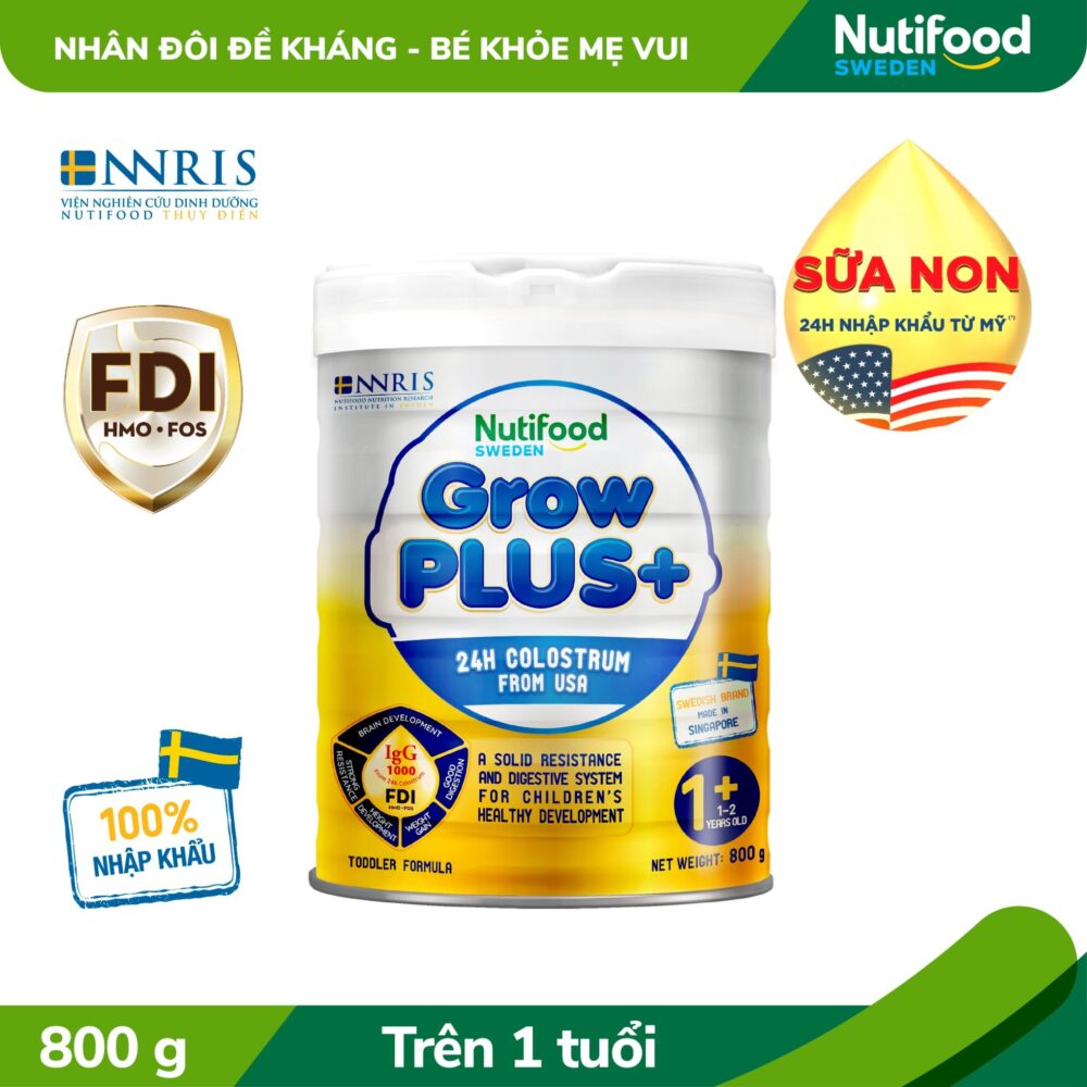 Sữa bột Nutifood GrowPLUS+ Sữa Non Vàng 1+ 800g Trên 1 Tuổi