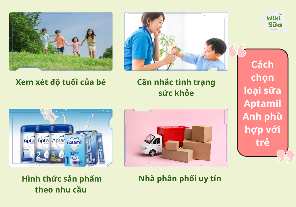 Cách chọn loại sữa Aptamil Anh phù hợp với trẻ
