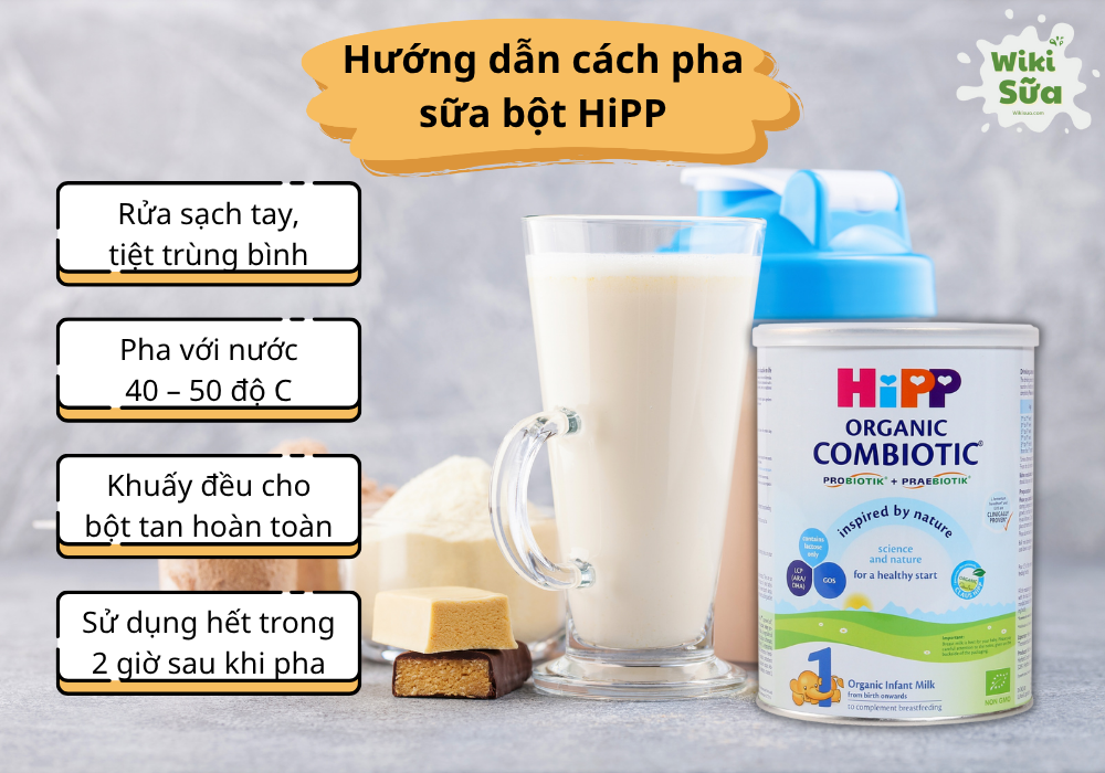 Hướng dẫn cách pha sữa bột HiPP đúng chuẩn cho bé từ 0-6 tháng