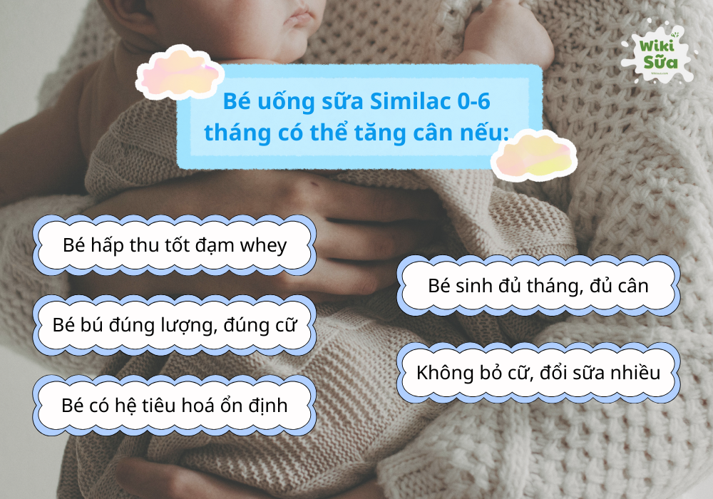 Trường hợp bé uống sữa Similac 0-6 tháng có thể tăng cân 