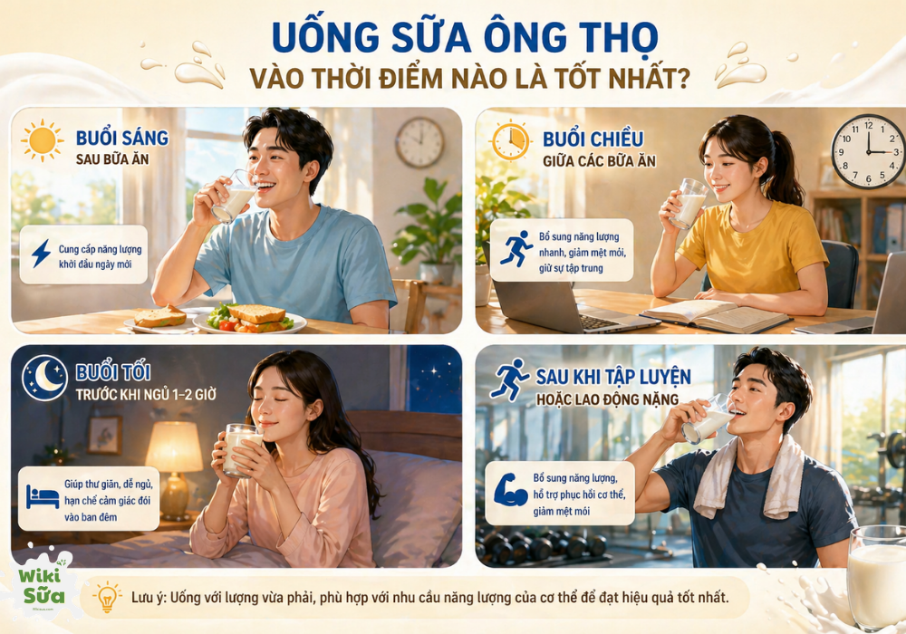 Uống sữa ông Thọ đúng thời điểm giúp đạt hiệu quả tốt nhất