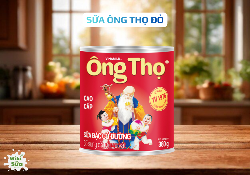 Sữa Ông Thọ đỏ – vị ngọt đậm, béo cân đối, lựa chọn quen thuộc cho pha cà phê, ăn kèm và chế biến mỗi ngày.