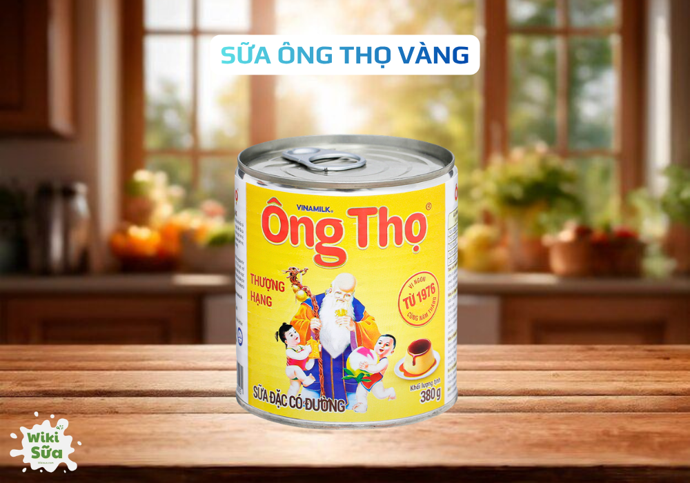 Sữa Ông Thọ vàng – vị béo đậm, sánh mịn, lý tưởng cho cà phê và các món cần tăng độ ngậy.