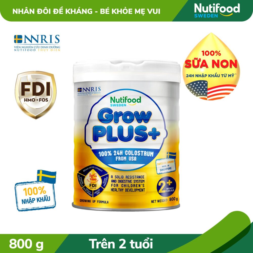 Sữa Nutifood GrowPLUS+ Sữa Non Vàng 2+ lon 800g (trên 2 tuổi)