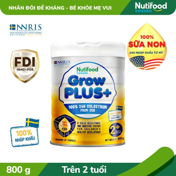 Sữa Nutifood GrowPLUS+ Sữa Non Vàng 2+ lon 800g (trên 2 tuổi)