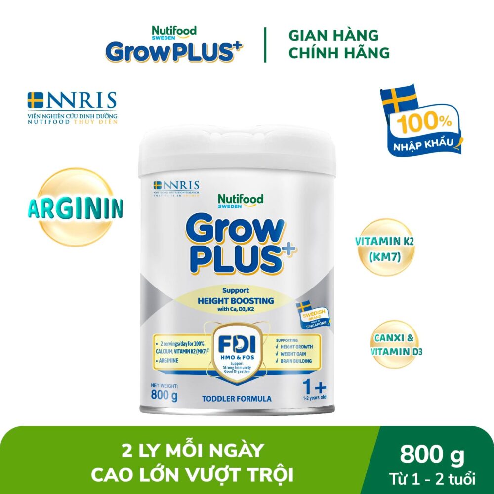Sữa bột GrowPLUS+ Cao Lớn Vượt Trội trên 1 tuổi Lon 800g