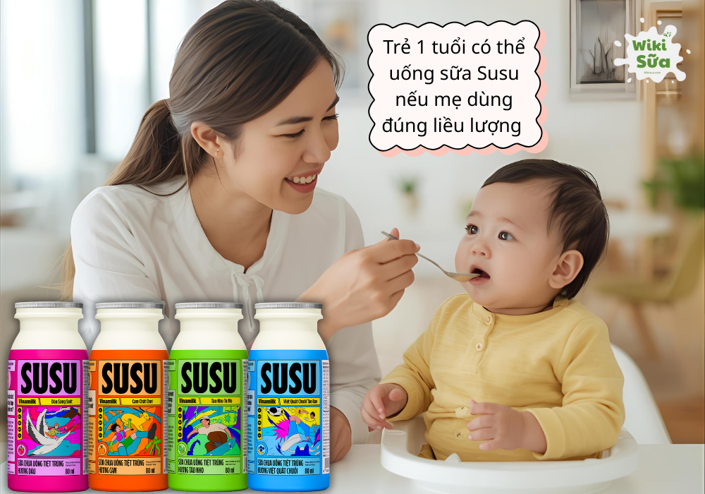 Tìm hiểu trẻ 1 tuổi có uống được sữa Susu không 