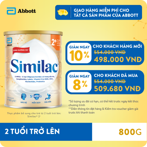 Sữa Similac® 2+ lon 800g cho trẻ từ 2 tuổi trở lên