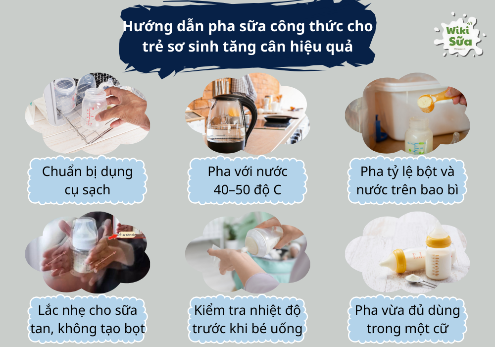 Các bước pha sữa cho trẻ sơ sinh chuẩn khoa học