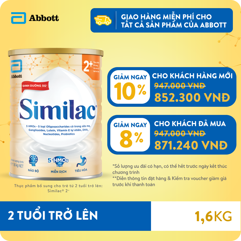 Sữa bột Similac® 2+ 1.6kg cho trẻ từ 2 tuổi trở lên
