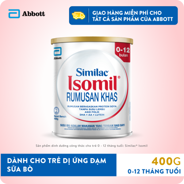 Sữa Similac® Isomil 400g cho trẻ từ 0–12 tháng tuổi.