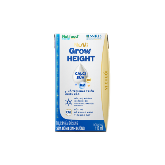 Thùng 24 hộp Sữa bột pha sẵn Nuvi Grow Height Vị Chuối hộp 110ml
