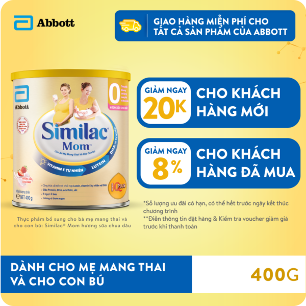 Sữa Similac® Mom hương sữa chua dâu 400g cho mẹ mang thai và cho con bú