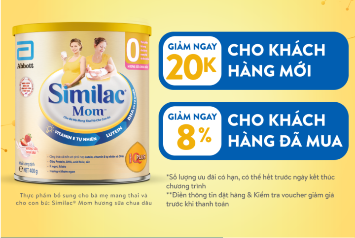 Sữa Similac® Mom hương sữa chua dâu 400g cho mẹ mang thai và cho con bú