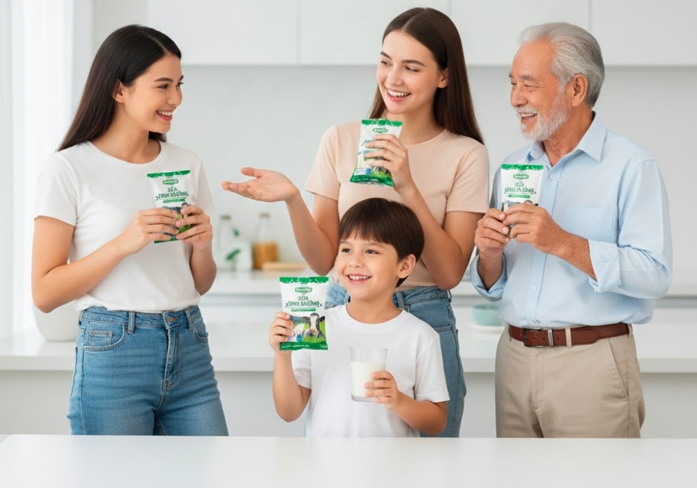Sữa bịch Nutifood phù hợp cho trẻ em, học sinh, sinh viên, người trưởng thành và người cao tuổi,...