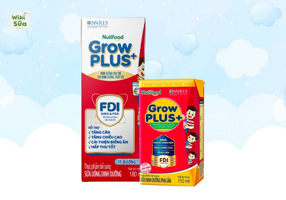 Hộp sữa nước Grow Plus Đỏ pha sẵn.