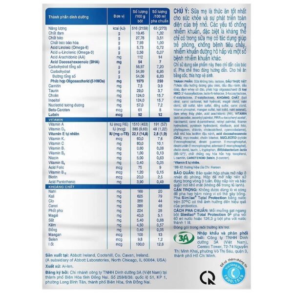 sữa Similac Total Protection 0+ 800g cho trẻ 0-12 tháng