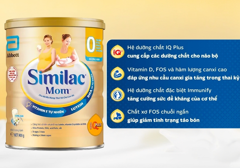 Similac Mom bổ sung đủ dưỡng chất cần thiết cho mẹ bầu và sau sinh.