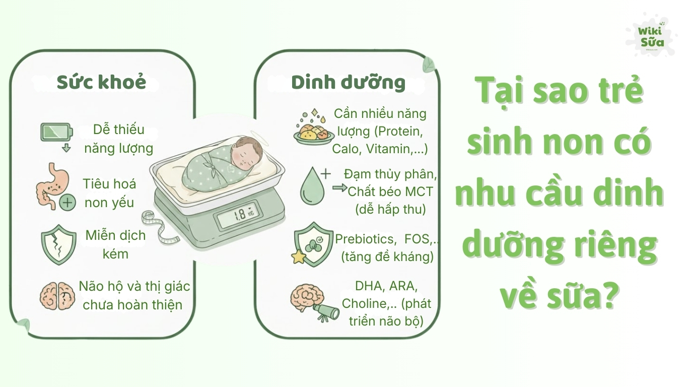 Tại sao trẻ sinh non có nhu cầu dinh dưỡng riêng về sữa?