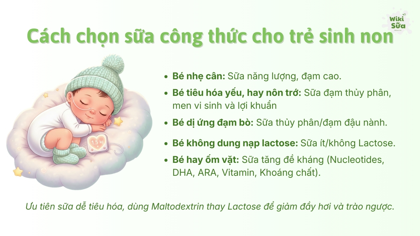 Cách chọn sữa công thức cho trẻ sinh non nhẹ cân, thiếu tháng
