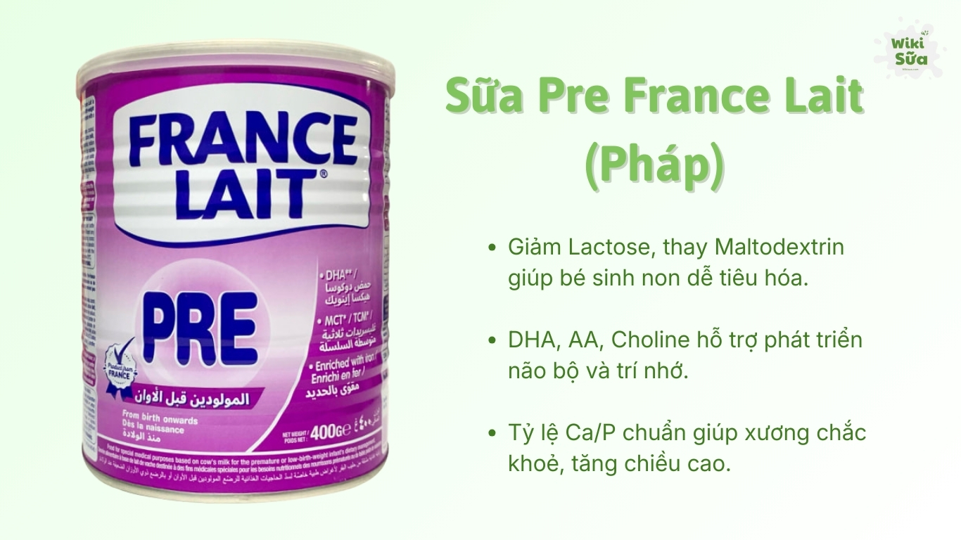 Sữa Pre France Lait - Sữa đặc trị dành riêng cho trẻ sinh non, nhẹ cân dưới 2,5kg