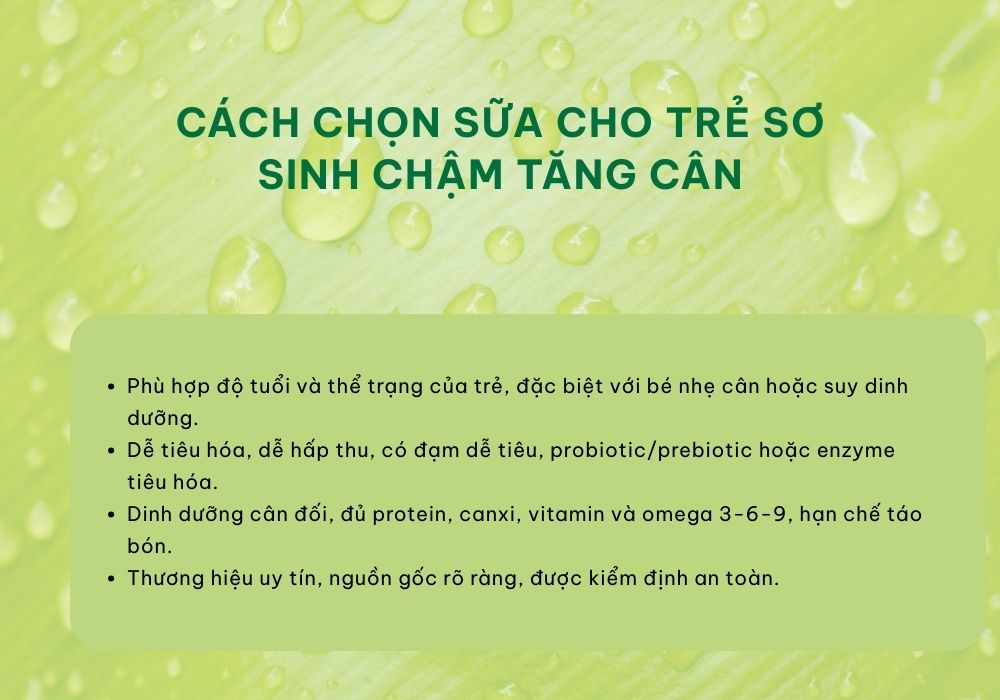 Cách chọn sữa dành cho trẻ sơ sinh chậm tăng cân
