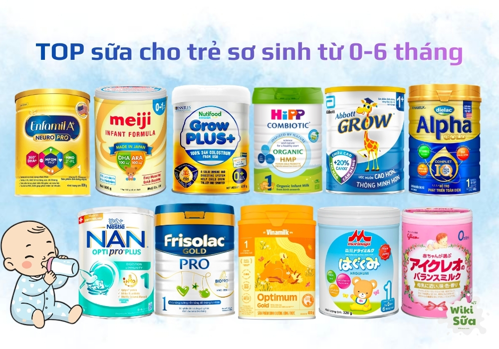 TOP 15 sữa tốt nhất cho trẻ sơ sinh từ 0-6 tháng tuổi được tin dùng