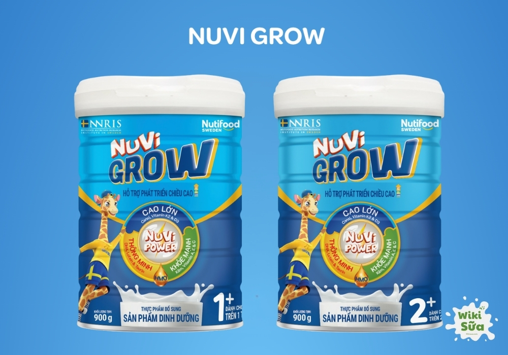 Sữa Nuvi Grow có nhiều dòng sản phẩm dành cho độ tuổi từ 1-2 tuổi với hai quy cách đóng gói gồm sữa bột và sữa pha sẵn