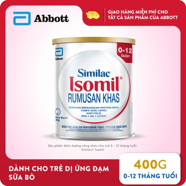 Sữa Similac® Isomil 400g cho trẻ từ 0–12 tháng tuổi.