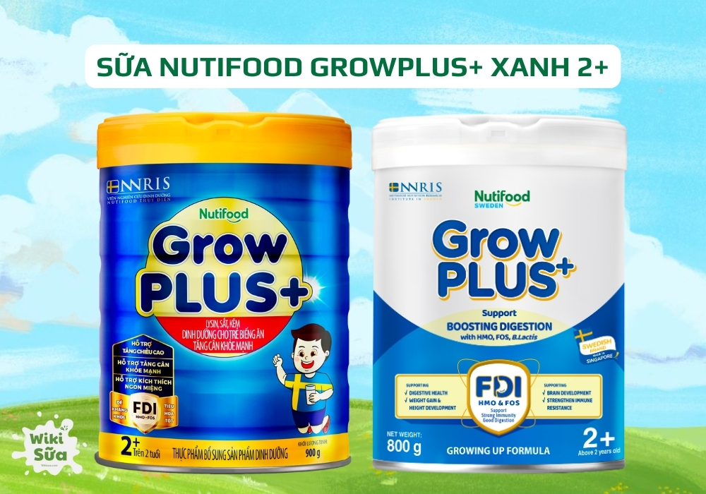 Sữa Nutifood Grow PLUS+ xanh 2+ giúp bé trên 2 tuổi phát triển chiều cao, cân nặng, hỗ trợ tiêu hóa và tăng cường sức đề kháng với công thức FDI tiên tiến.