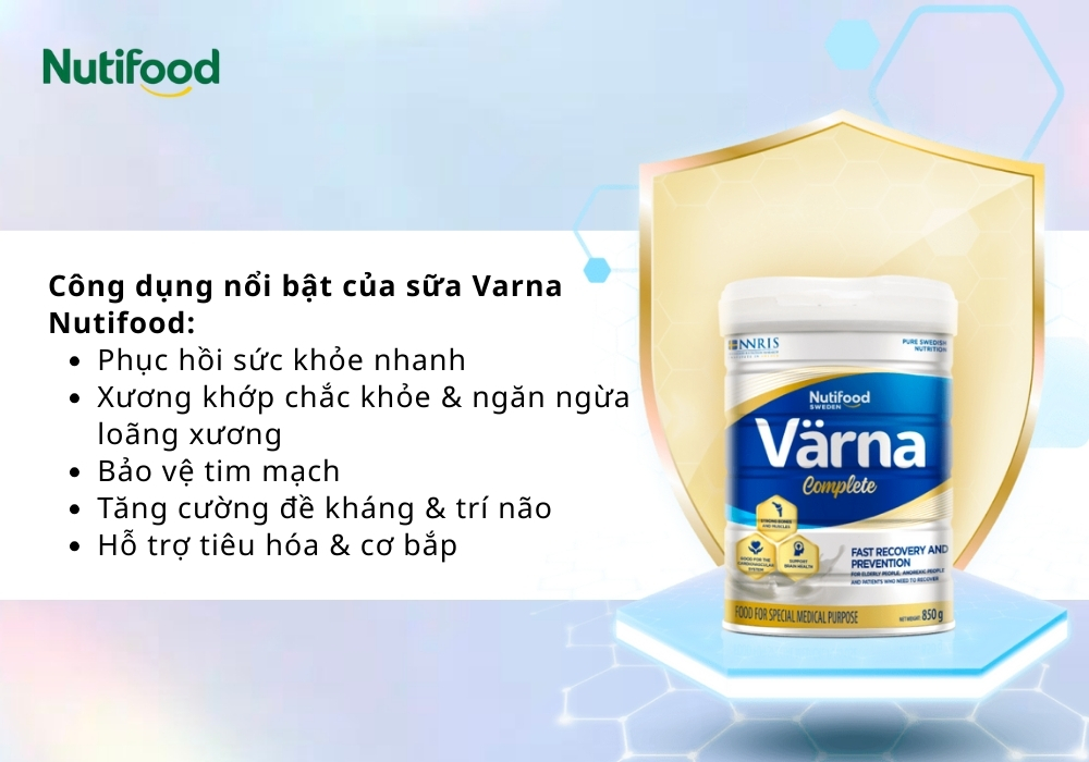 Sữa Varna Nutifood giúp bảo vệ xương khớp, tim mạch, trí não, tăng sức đề kháng và hỗ trợ phục hồi sức khỏe