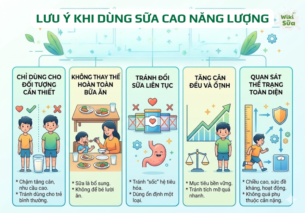 những lưu ý khi dùng dòng sữa cao năng lượng