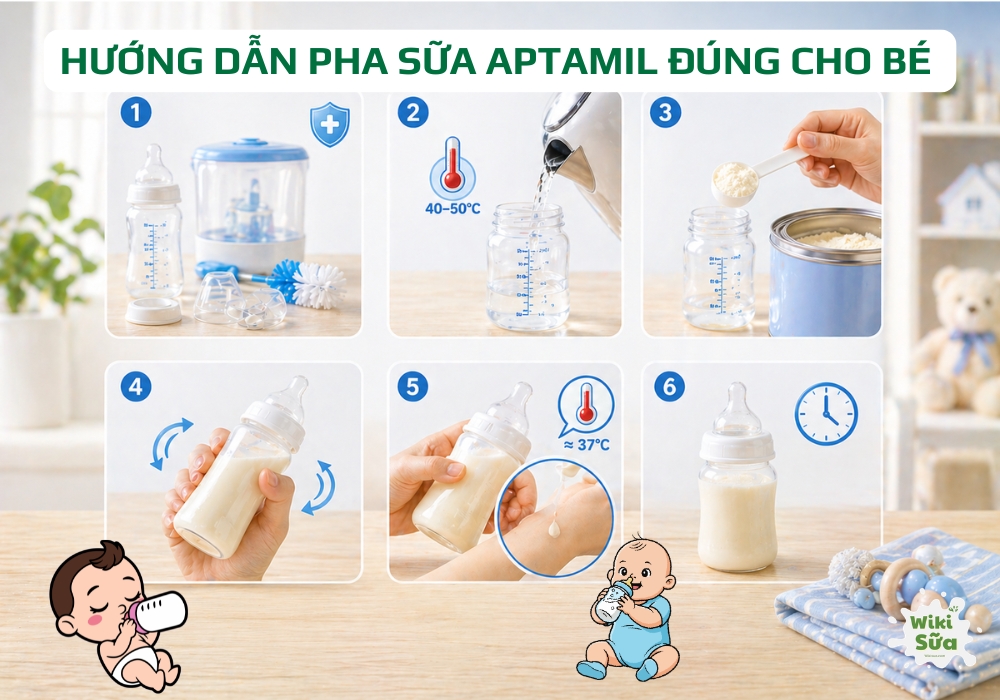 Hướng dẫn pha sữa Aptamil đúng cách