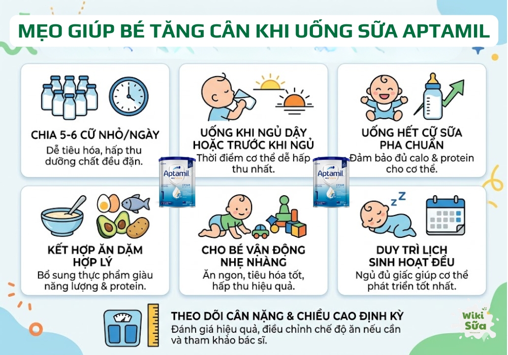 Mẹo giúp bé tăng cân khi uống sữa Aptamil