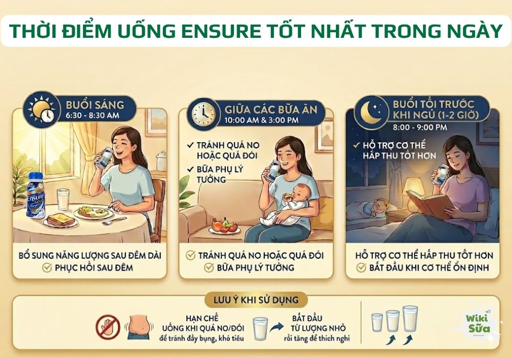 uông ensure đúng thời điểm giúp mẹ hấp thu tốt