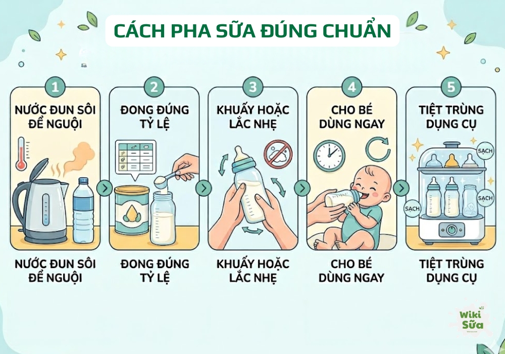 cách pha sữa hữu cơ cho trẻ sơ sinh
