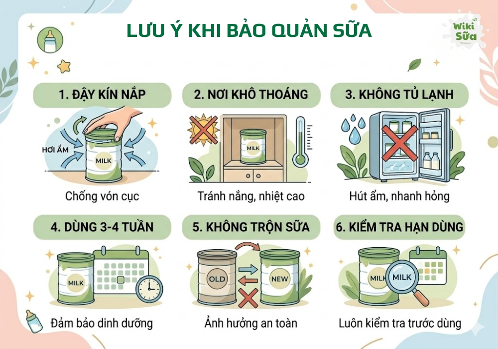 lưu ý khi bảo quản sữa hữu cơ cho trẻ sơ sinh