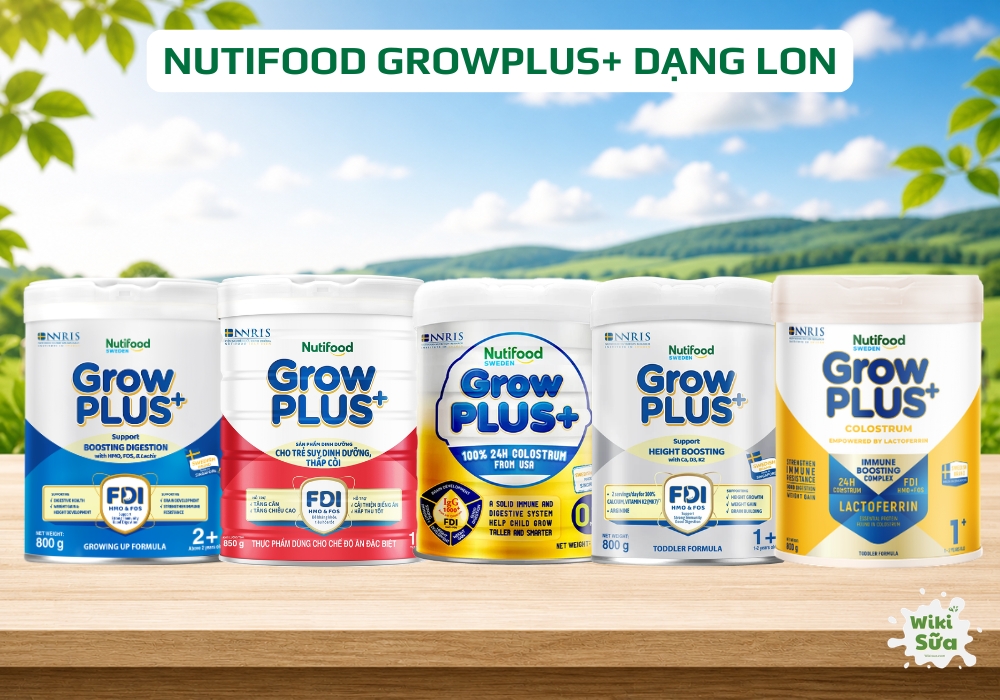 Sữa bột Nutifood GrowPLUS+ dạng lon