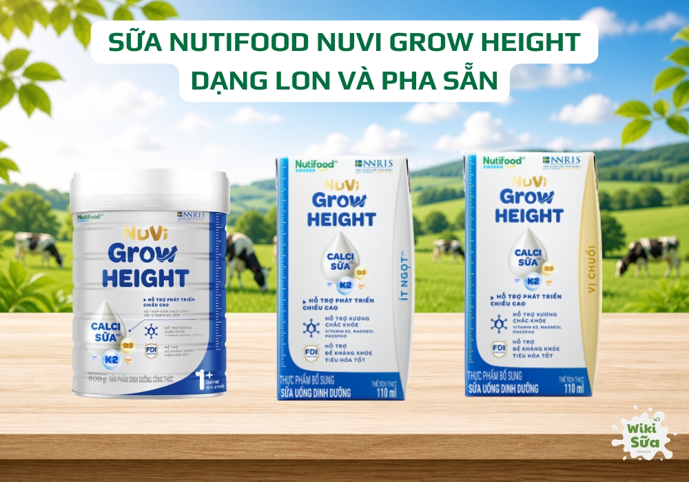 Sữa Nutifood NuVi Grow Height dạng lon và pha sẵn