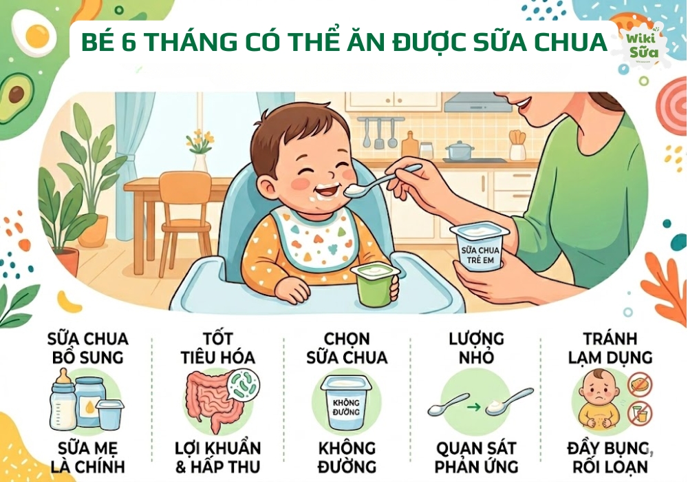 bé 6 tháng tuổi ăn được sữa chua