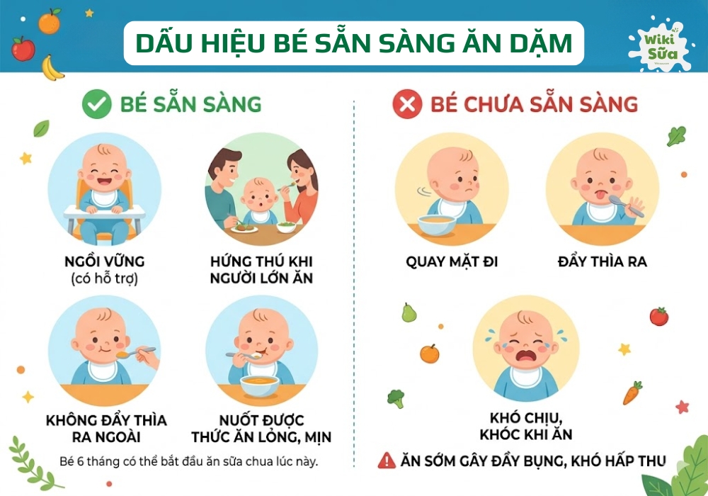 dấu hiệu bé sẵn sàng ăn dặm